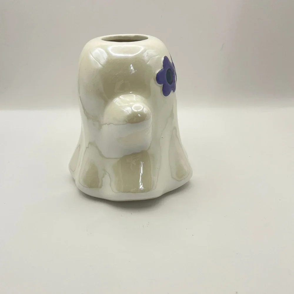 Kohls Celebrate Together Iridescent Ceramic Ghost Bud Vase Purple Halloween